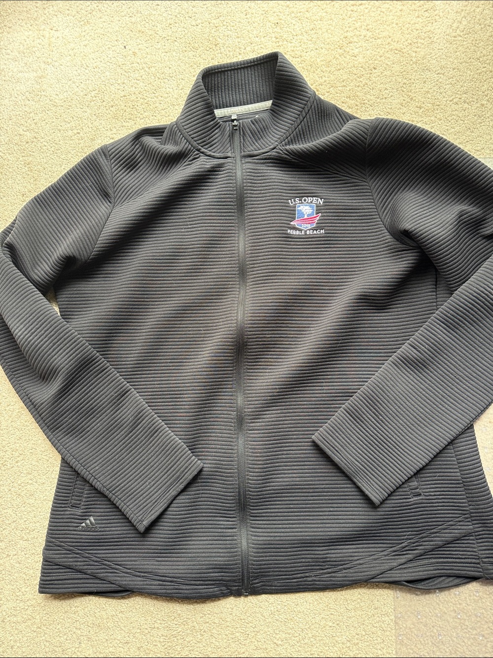 Adidas Golf US Open Pebble Beach 2019 Women's Black Full-Zip Ribbed Jacket XL